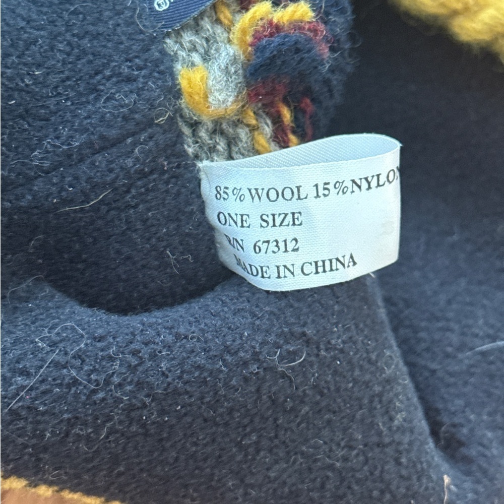 Striped Hat Beanie Earflap wool blue weatherproof brand - Picture 8 of 8